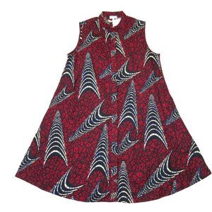 NWT ZURI Kenya Just One Sleeveless Dress in Call Waiting Cotton Shirt Dress L